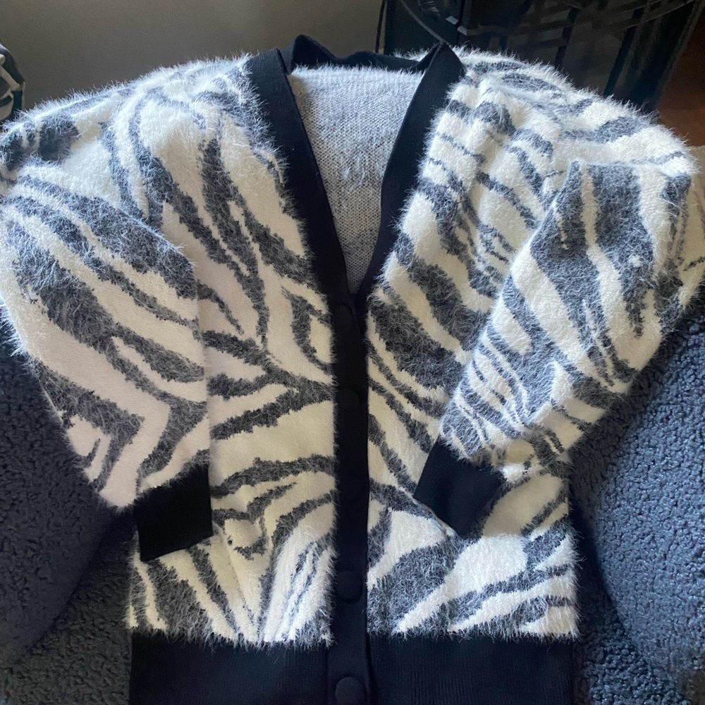 INC Furry Zebra Sweater